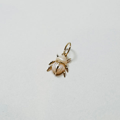 scarab beetle pendant, mini, pink mother of pearl