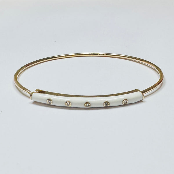 enamel diamond bar bangle