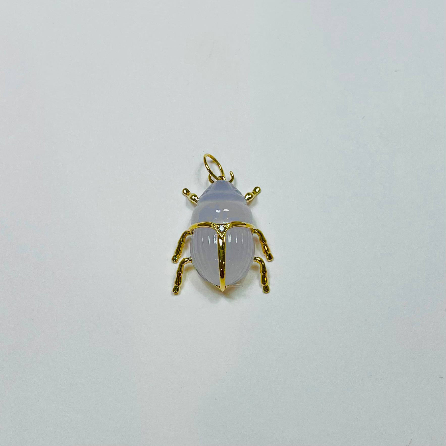 scarab beetle pendant, lavender chalcedony