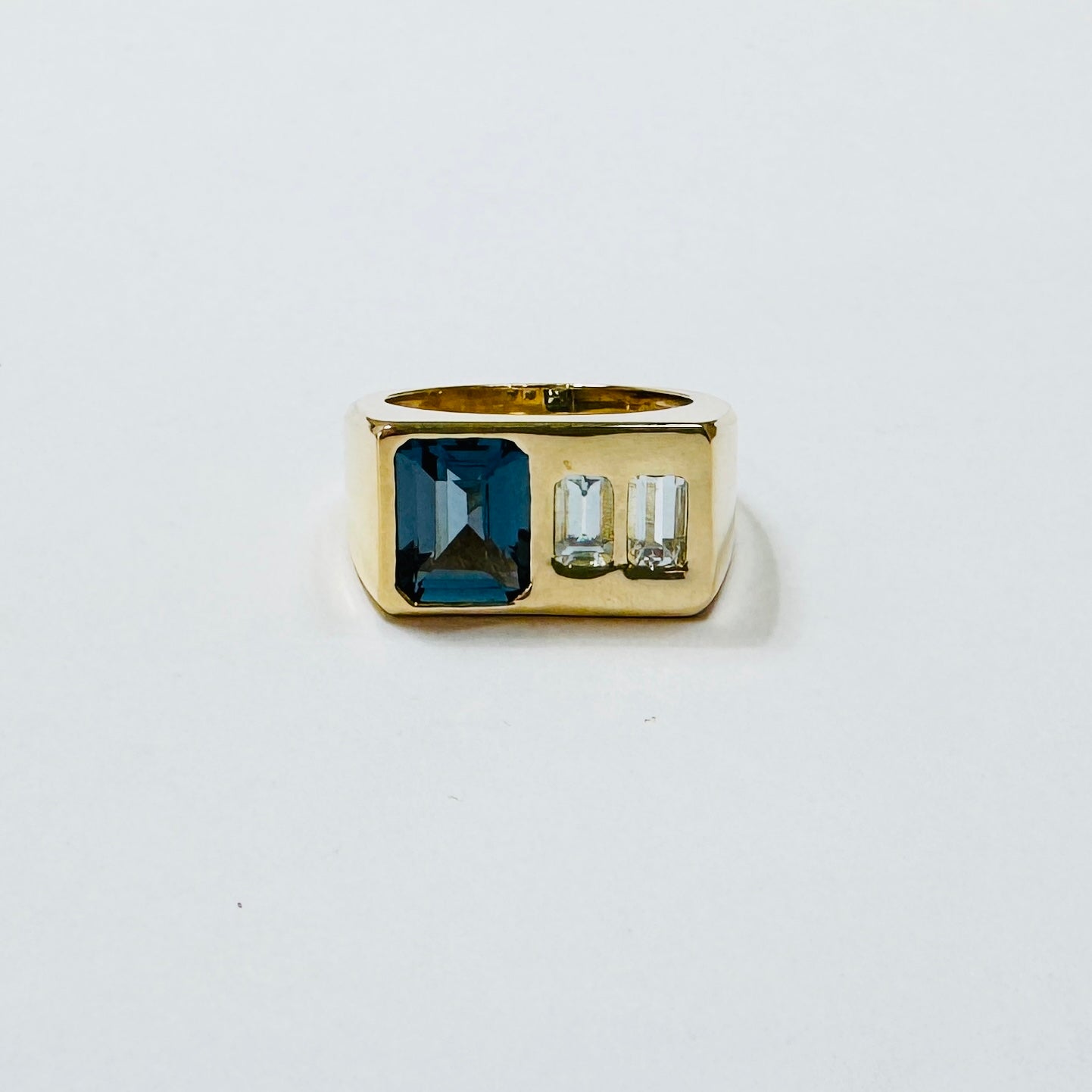 London blue topaz and aquamarine signet ring