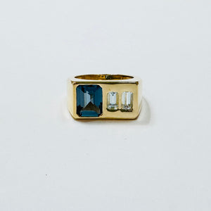 London blue topaz and aquamarine signet ring