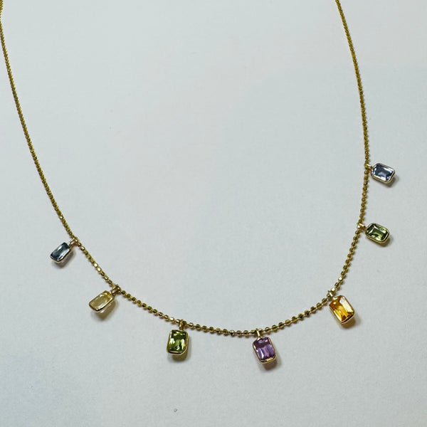 sapphire baguette fringe necklace