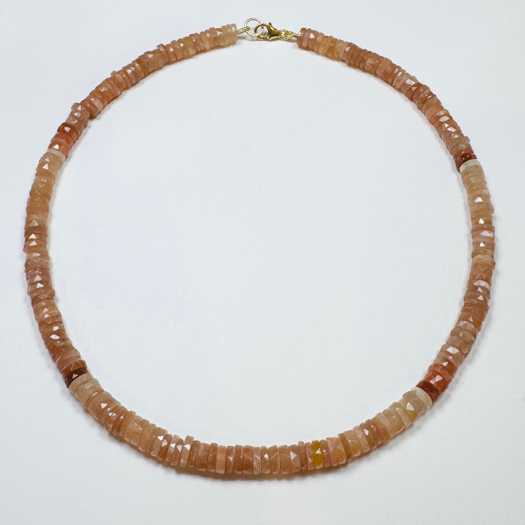peach moonstone heishi necklace
