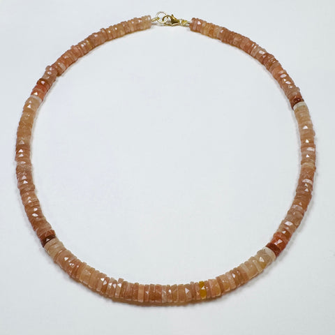 peach moonstone heishi necklace