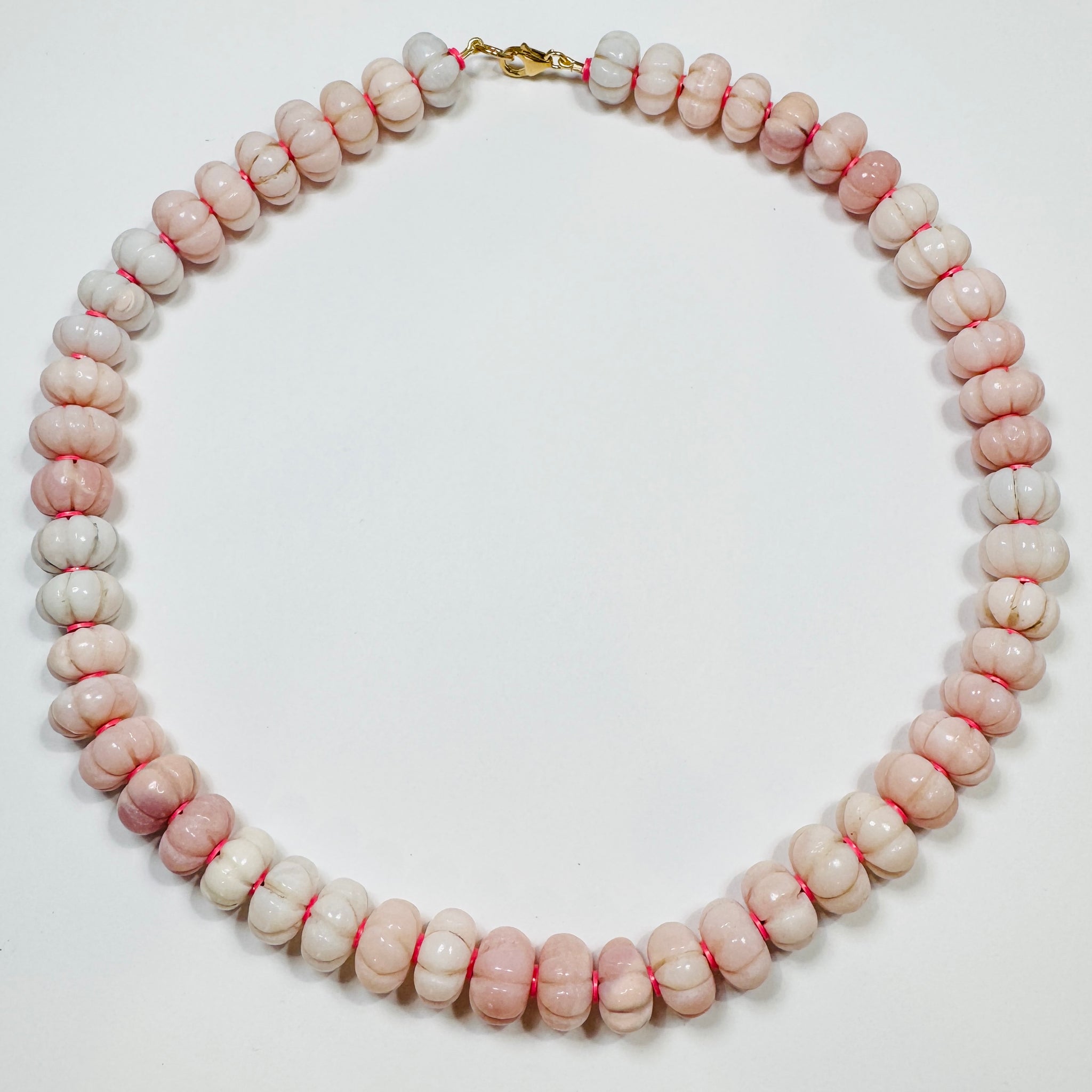 carved pink opal statement necklace