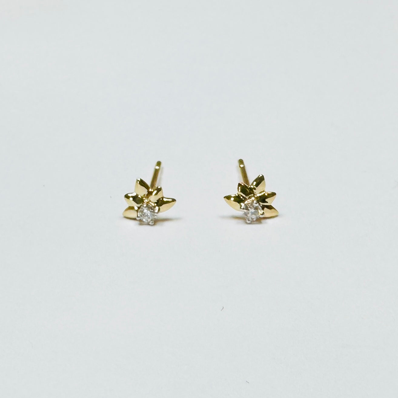 diamond leaf studs