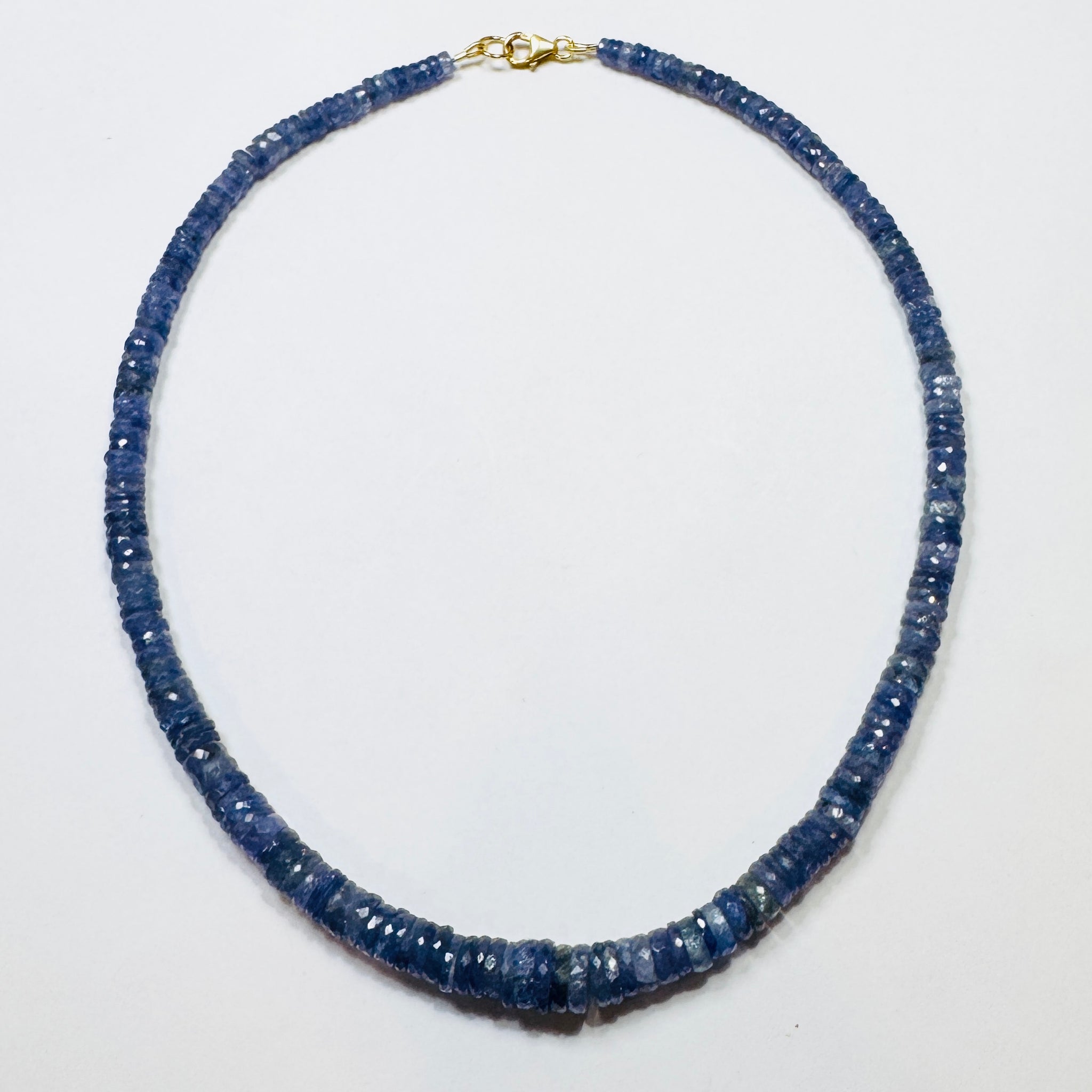 tanzanite heishi necklace, graduated