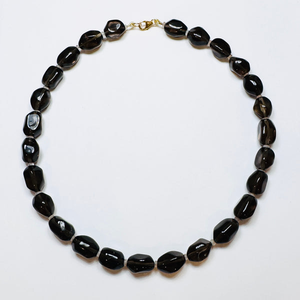 Smokey quartz smooth nugget necklace