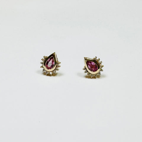 pink sapphire teardrop studs