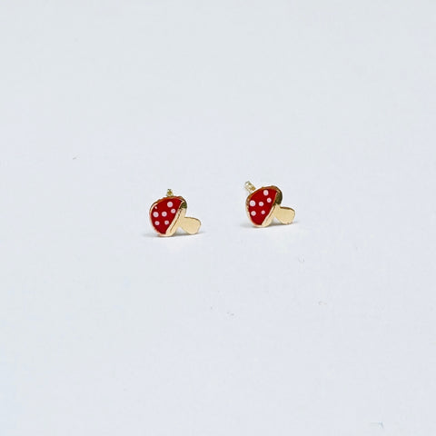 mini red mushroom studs