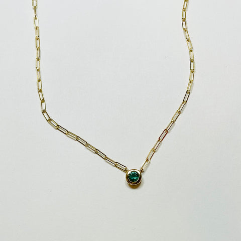 bezel set emerald necklace