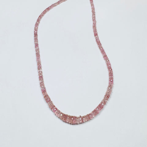 rose tourmaline heishi necklace, graduated