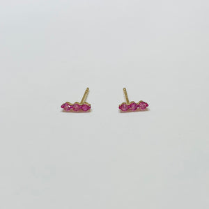 pink sapphire floating bar studs