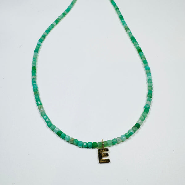 cube gemstone inital necklace