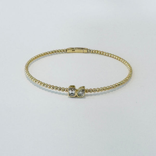 bezel set diamond bubble bangle