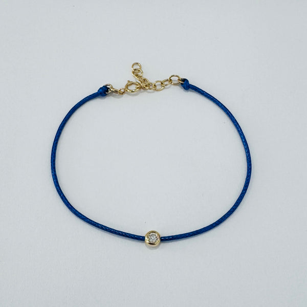 bezel set diamond cord bracelet