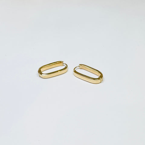 elongated gold hoops