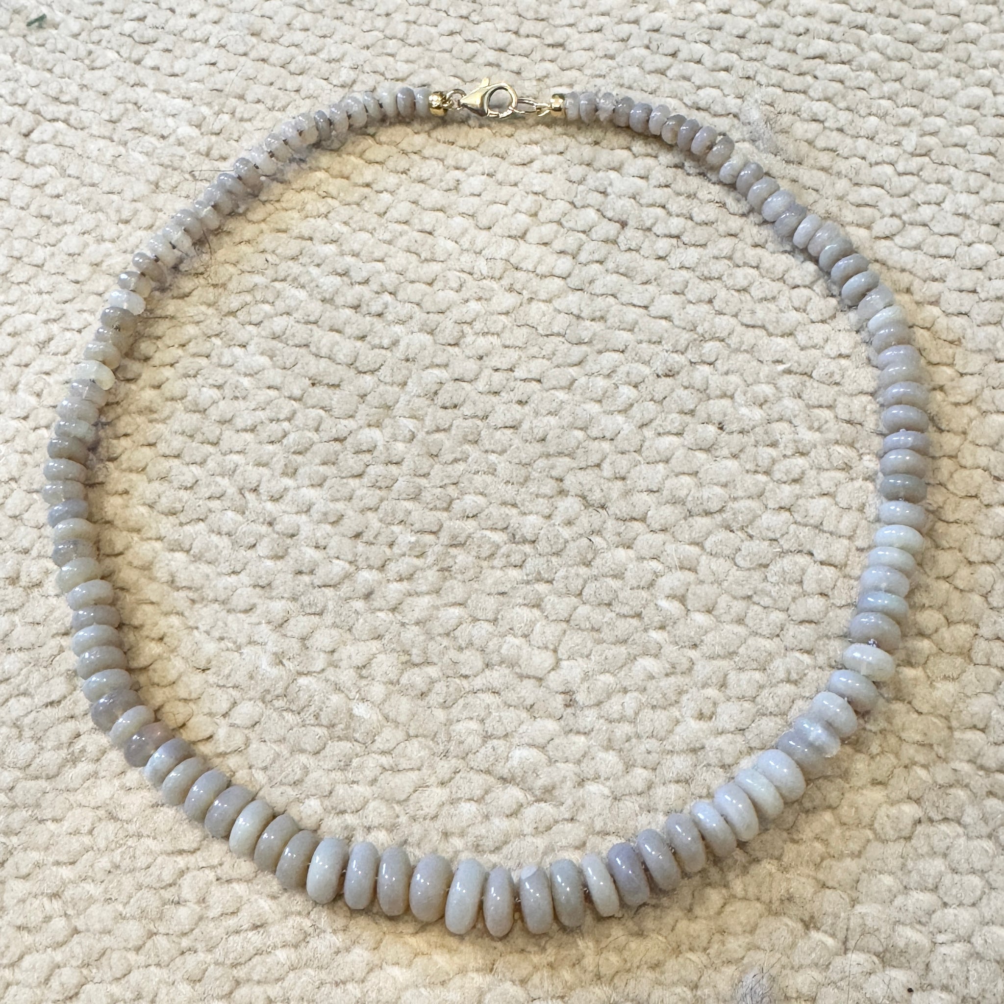Australian gray opal graduated candy necklace, knotted