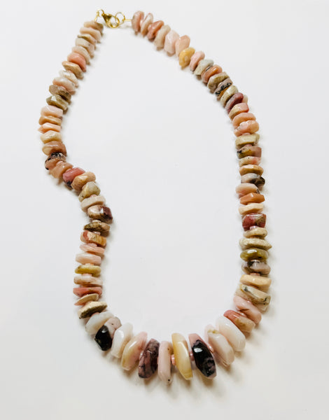 organic speckled pink opal candy necklace