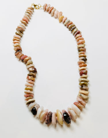 organic speckled pink opal candy necklace