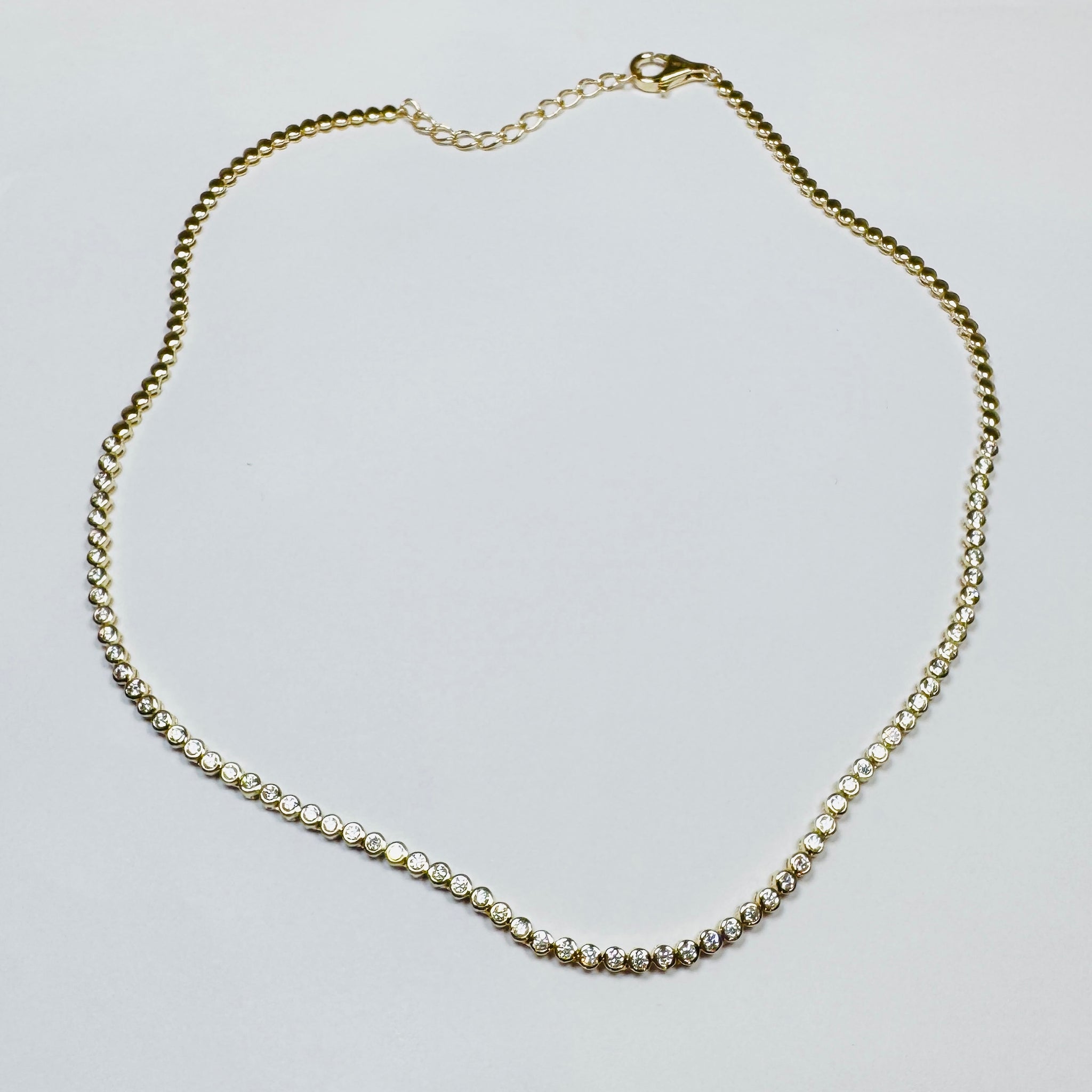 bezel set diamond tennis necklace