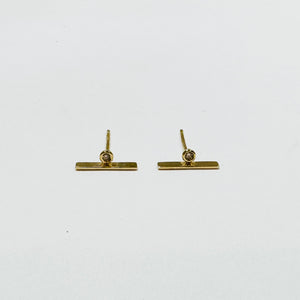 bezel set diamond bar studs