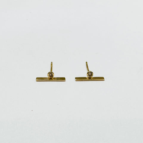 bezel set diamond bar studs