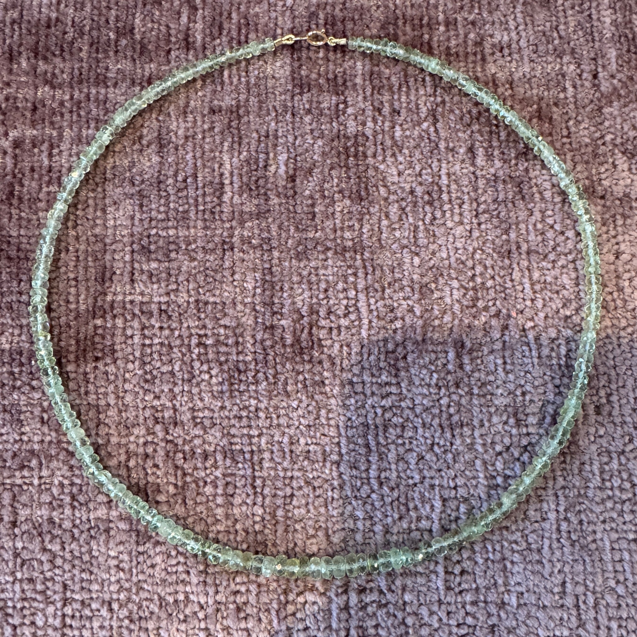 cucumber tourmaline heishi necklace, graduated