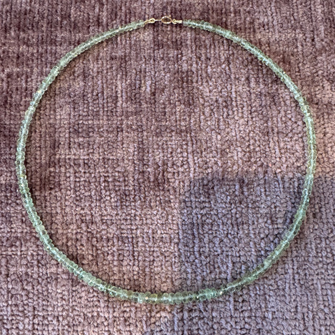 cucumber tourmaline heishi necklace, graduated