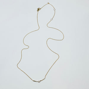 gold bar center diamond necklace