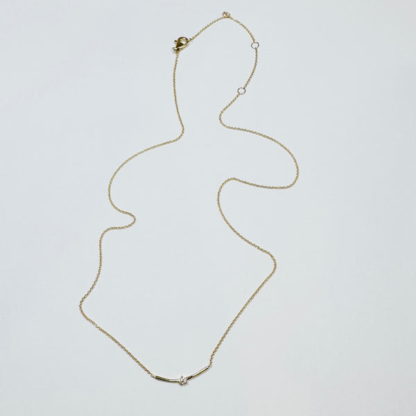 gold bar center diamond necklace