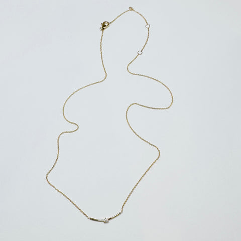 gold bar center diamond necklace