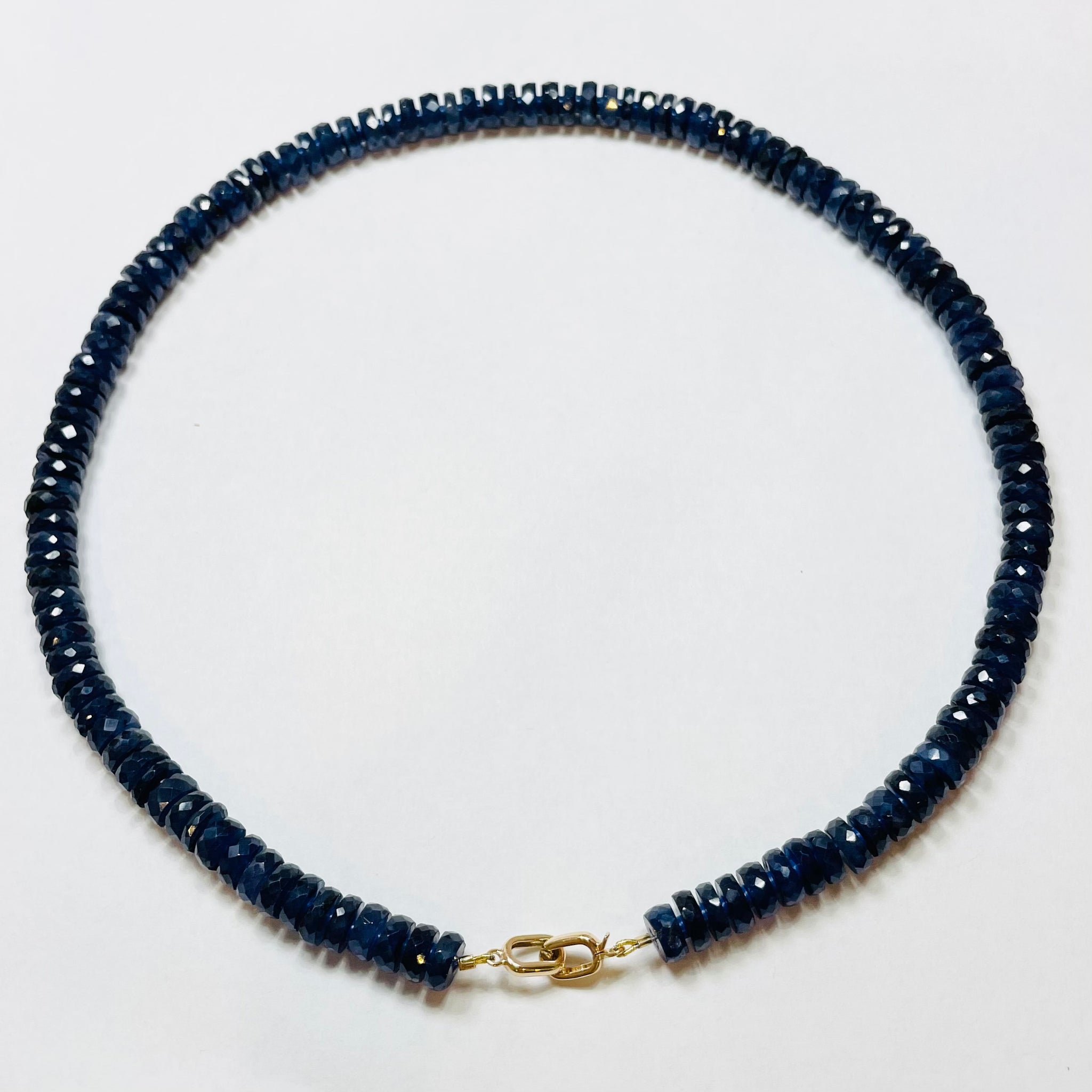 Sapphire faceted heishi cut candy necklace