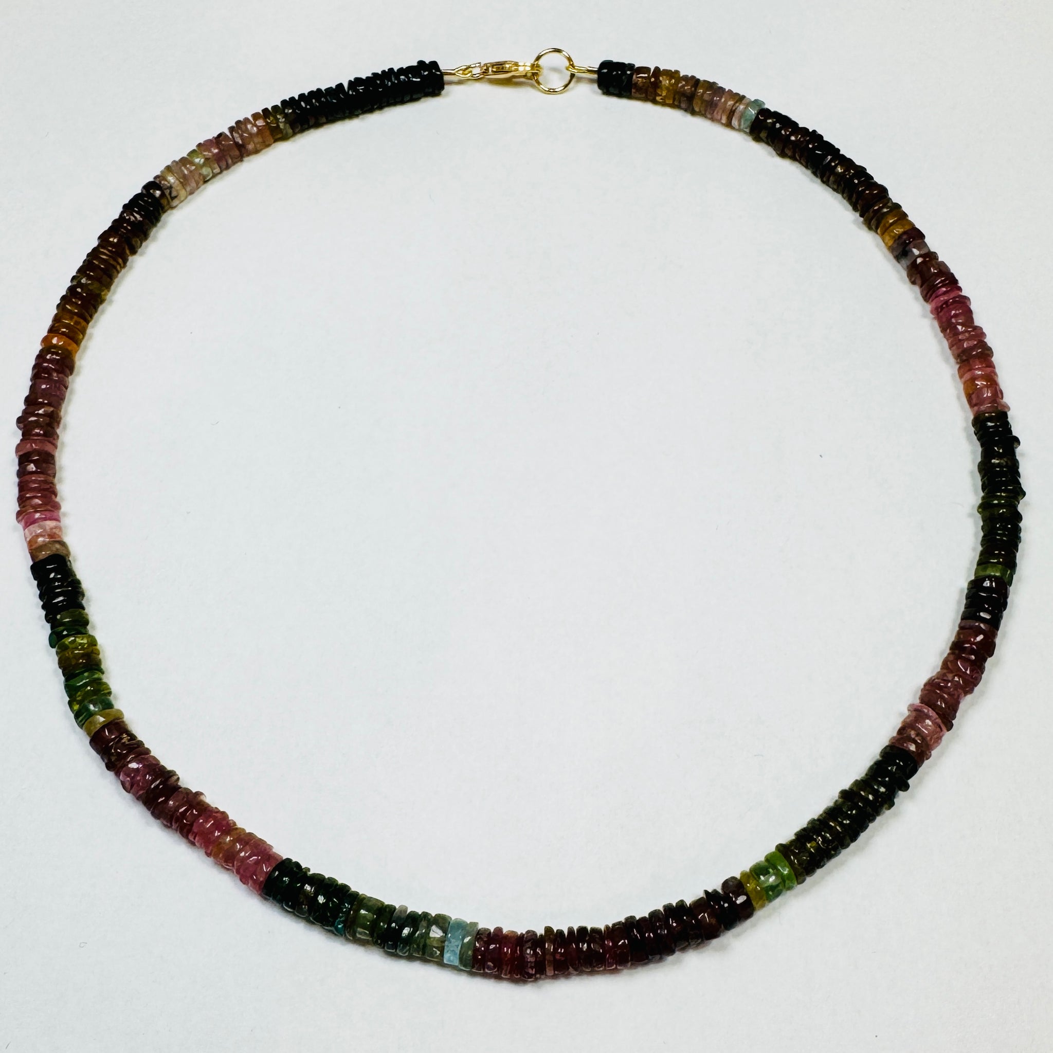 smooth heishi watermelon tourmaline necklace