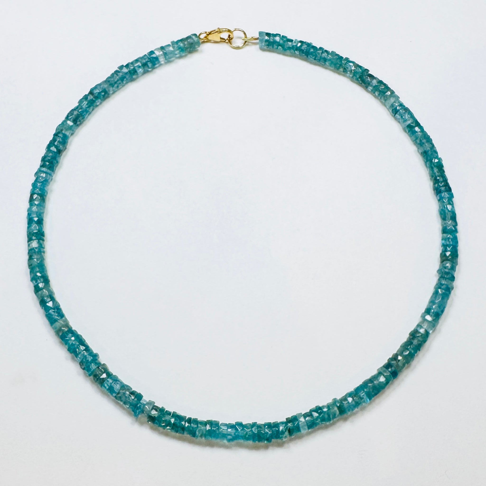 faceted apatite heishi necklace, 6mm