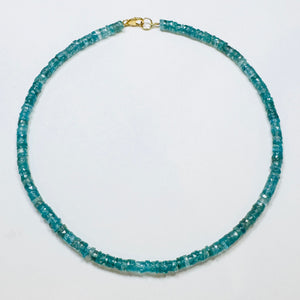 faceted apatite heishi necklace, 6mm