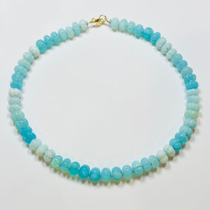 carved shaded bright blue opal candy necklace