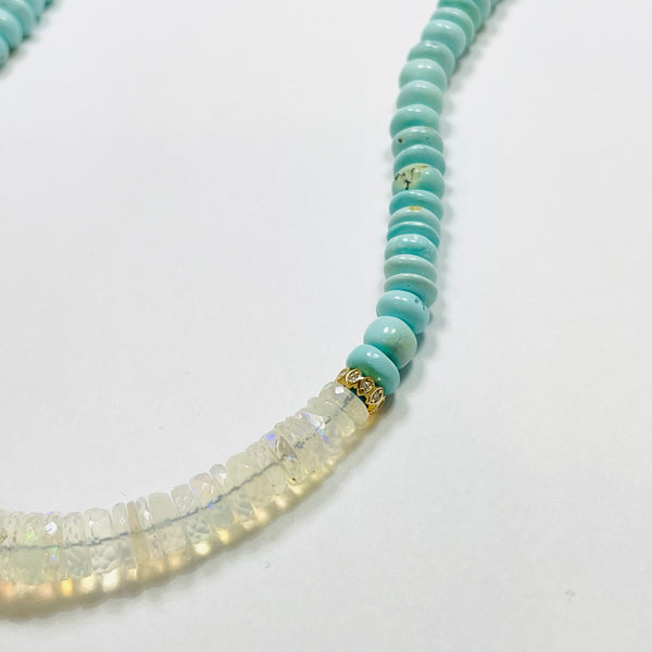 opal and tiffany blue turquoise necklace