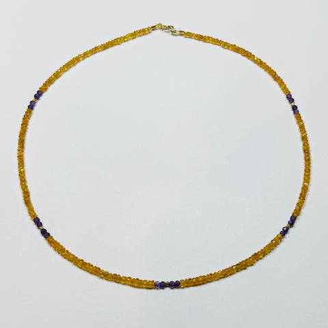 orange sapphire necklace with amethyst gold nuggets