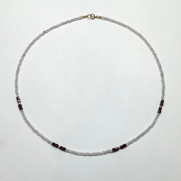 delicate color block necklace, four stations