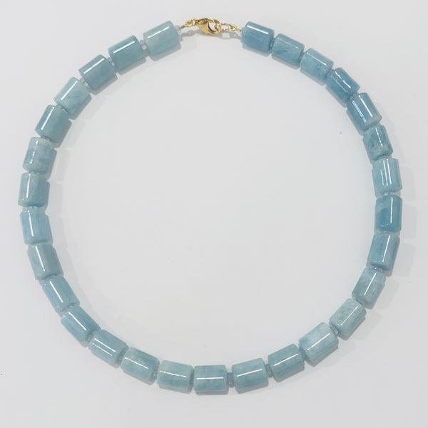aquamarine tube necklace