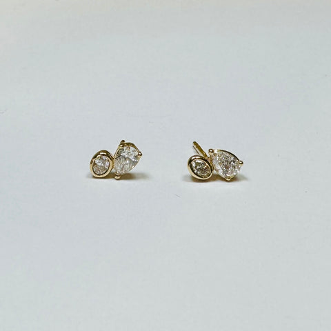 oval teardrop diamond cluster studs