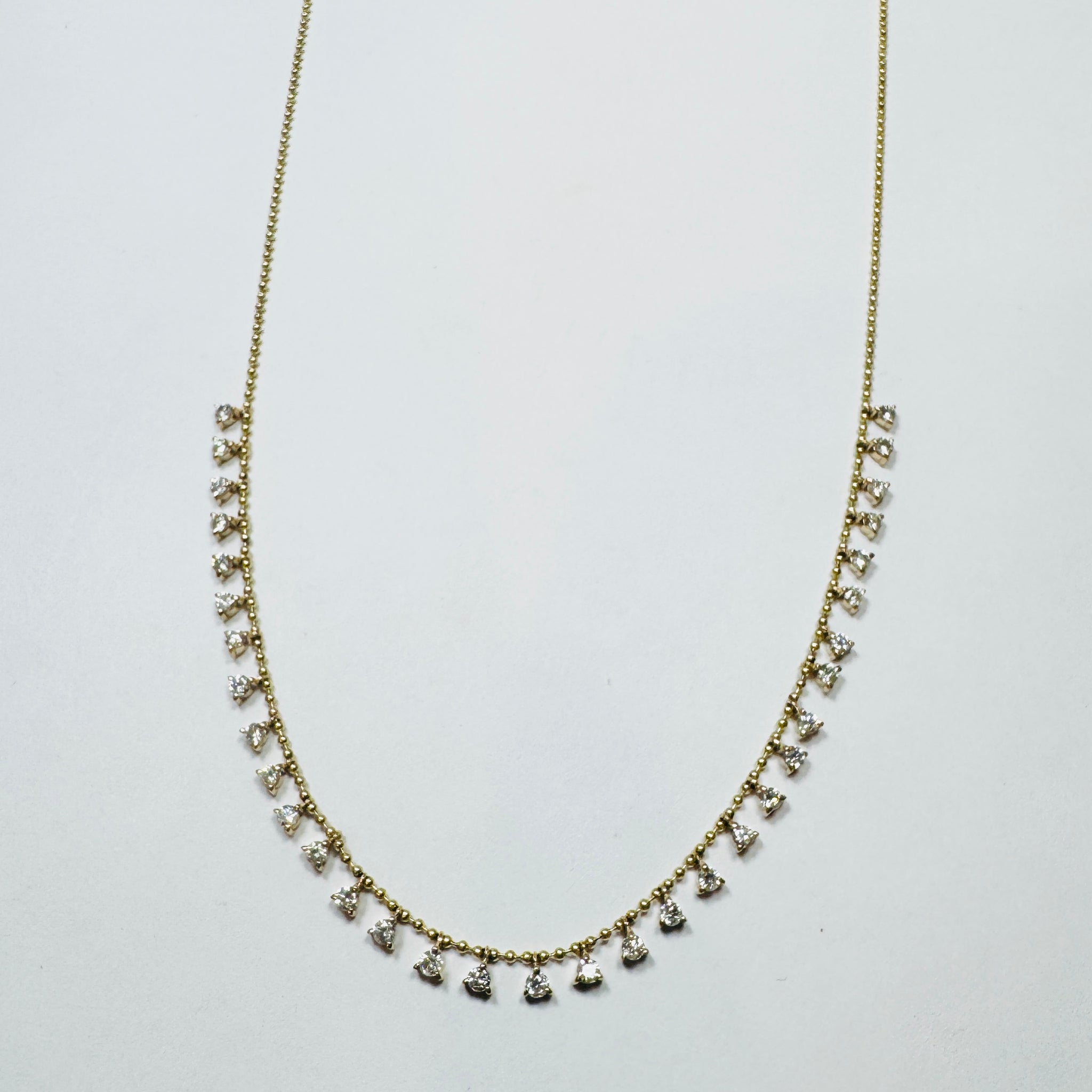 prong set diamond fringe necklace, 0.25 FCW