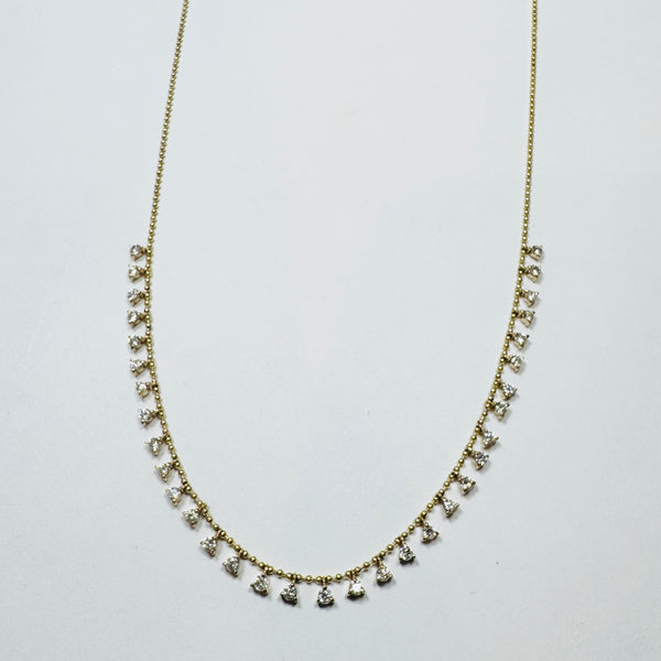 prong set diamond fringe necklace, 0.25 FCW
