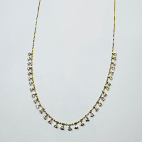 prong set diamond fringe necklace, 0.25 FCW