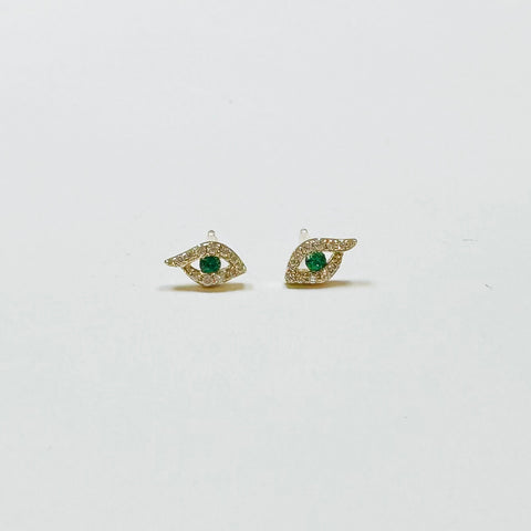 abstract emerald evil eye studs