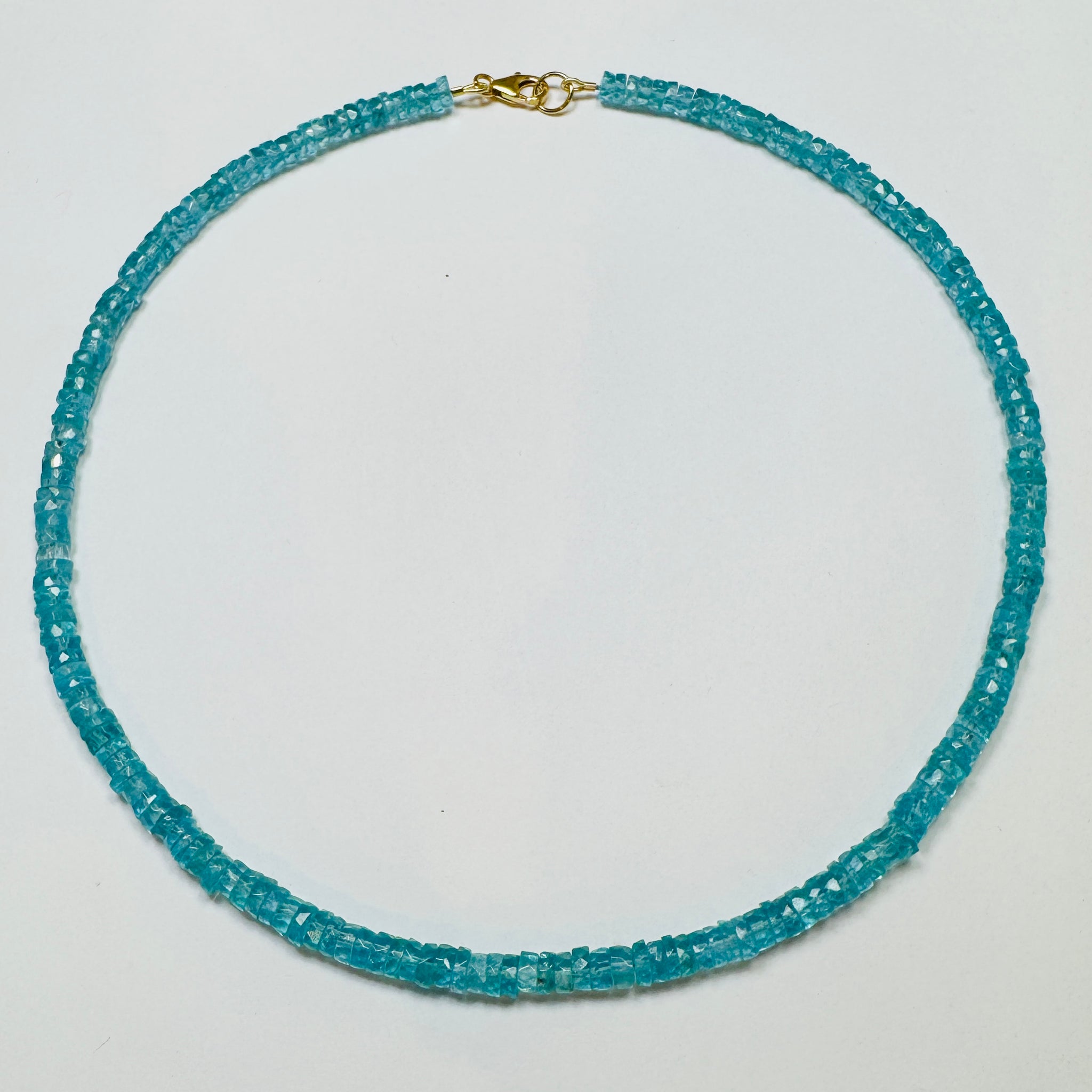 faceted apatite heishi necklace, 6mm