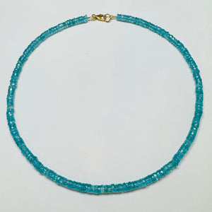 faceted apatite heishi necklace, 6mm