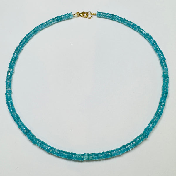 faceted apatite heishi necklace, 6mm