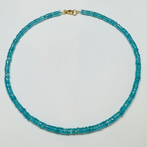 faceted apatite heishi necklace, 6mm